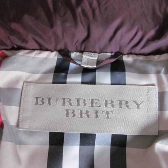 BURBERRY BRIT WINTERLEIGH BORDEAUX BURGUNDY DOWN PUFFER MID LENGTH COAT XS-S - Picture 8 of 11